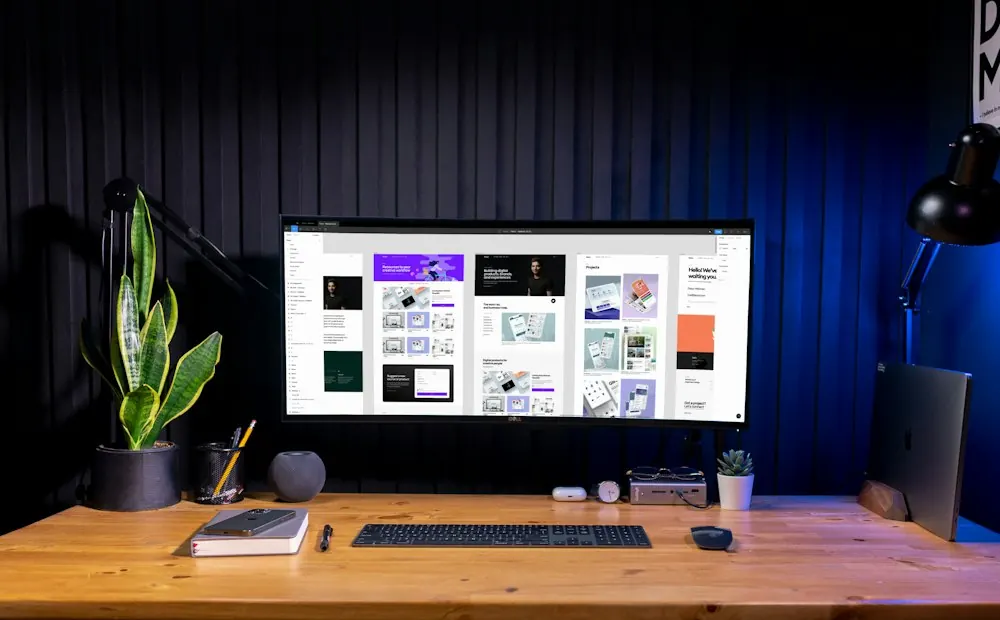 Creative workspace with design work on a desk